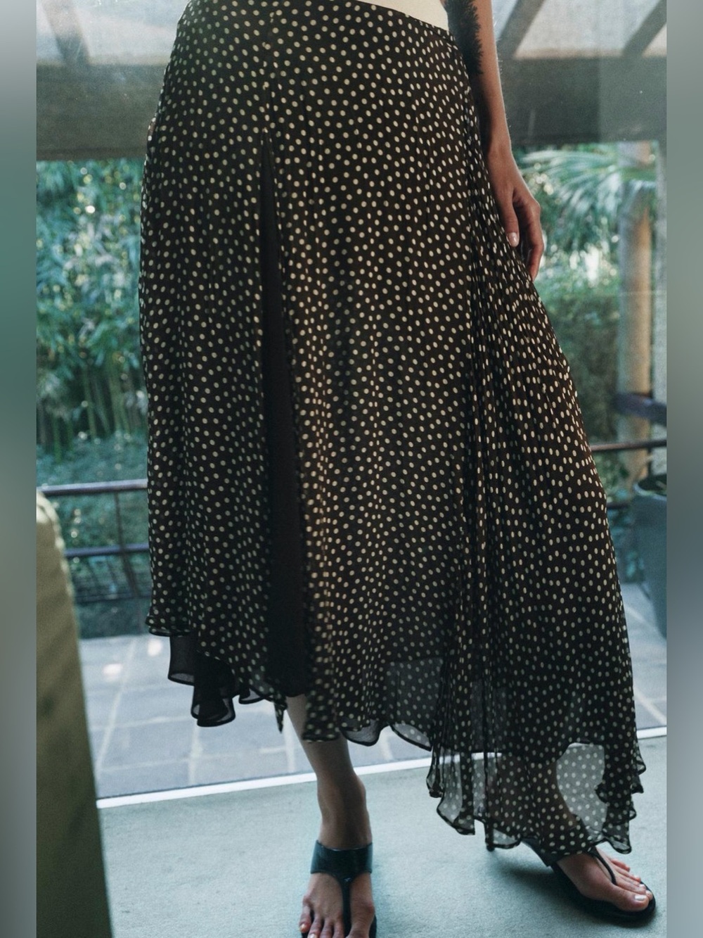 NWT ZARA ZW COLLECTION ASYMMETRIC POLKA DOT SKIRT SIZE XS